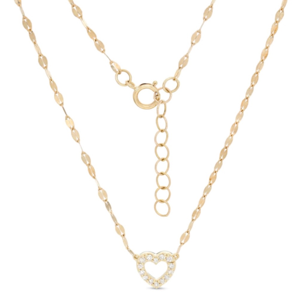 Yellow gold diamond heart necklace 1/10 ct